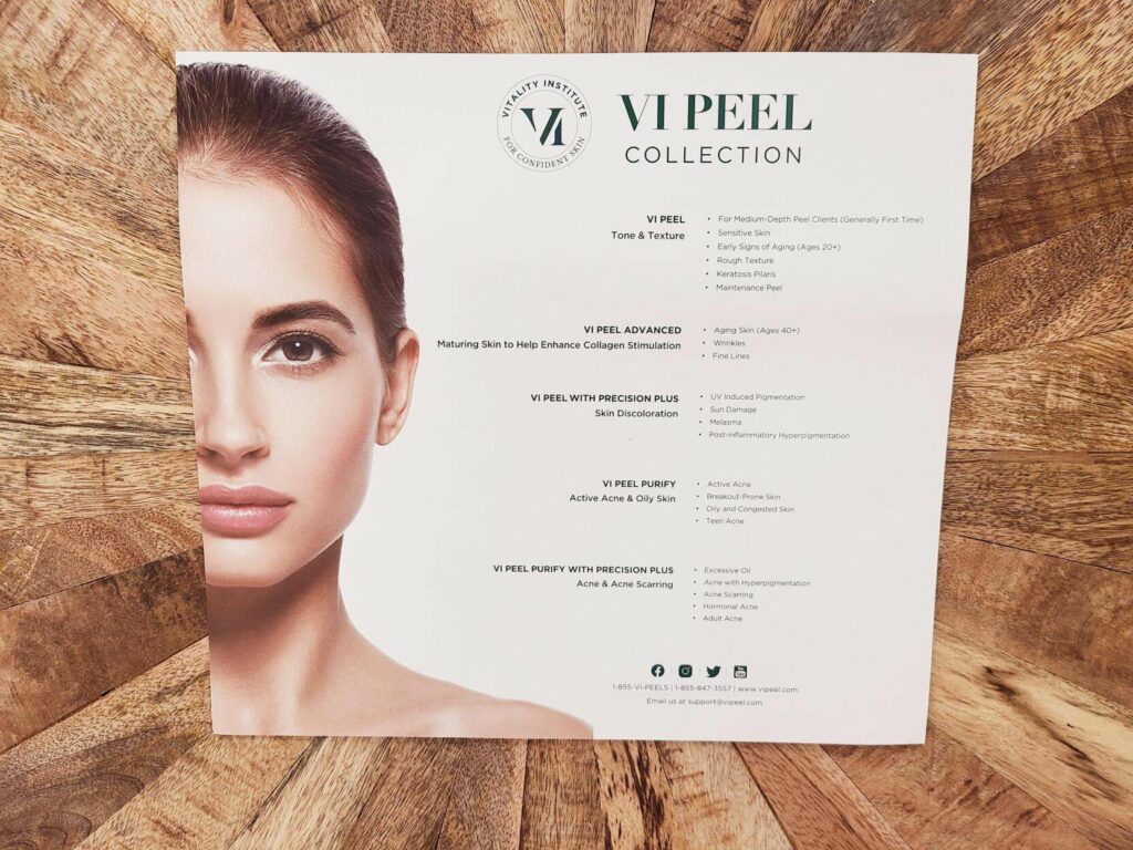 VI Peel Collection Menu
