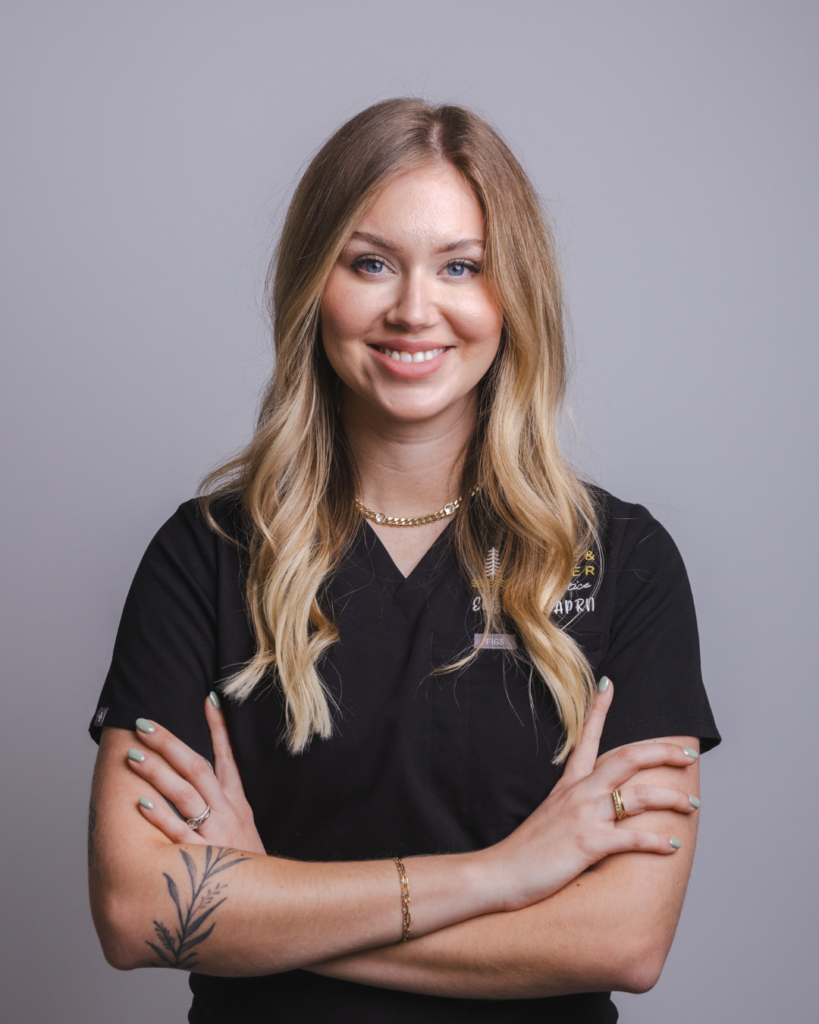 Elizabeth Heaggans, APRN, aesthetic injector at Pine & River Aesthetics in Little Rock, Arkansas, specializing in facial balancing, dermal fillers, neurotoxins, and natural-looking cosmetic enhancements.